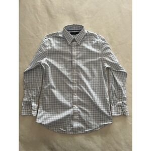 Lauren Ralph Lauren Mens Slim Fit Stretch Non Iron Plaid Shirt 16.5 34/35 Blue